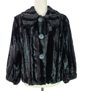 Terry Lewis Classic Luxuries Black Faux Fur Vintage Jacket Coat Medium NWOT
